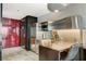 Sleek stainless steel kitchen with modern appliances, and a functional eat-in counter area at 4381 W Flamingo Rd # 5103, Las Vegas, NV 89103