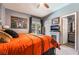 Comfortable bedroom with a sliding glass door leading to the backyard pool area at 444 Viewmont Dr, Henderson, NV 89015