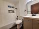 Updated bathroom with modern vanity, fixtures, and tiled tub/shower combination at 4509 Bingham Ave, Las Vegas, NV 89110