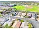 Beautiful aerial view of neighborhood featuring a school and baseball fields in the background at 5112 Foggia Ave, Las Vegas, NV 89130