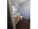 Bathroom featuring granite countertops, tile floors, toilet, and shower at 7100 Pirates Cove Rd # 1099, Las Vegas, NV 89145