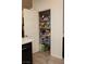 Walk-in pantry filled with shelving and various food items at 777 Star Apple Ln, Las Vegas, NV 89178