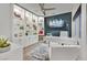 Bright home office featuring built-in shelves and a contemporary design at 8370 Plum Creek Ct, Las Vegas, NV 89113