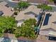 Aerial view of the home highlighting the backyard and mature landscaping at 981 Leadville Meadows Dr, Henderson, NV 89052