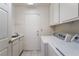 Functional laundry room with cabinets, sink, and modern appliances, streamlining household chores at 1587 Bermuda Dunes Dr, Boulder City, NV 89005