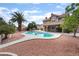 Backyard with a large pool and mature landscaping, perfect for outdoor living and relaxation at 1587 Bermuda Dunes Dr, Boulder City, NV 89005