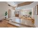 Bright foyer connecting living spaces, featuring tile flooring and decorative front door with high ceilings at 175 Palta Ct, Henderson, NV 89074