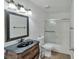 Cozy bathroom with vanity, mirror, and shower with sliding glass door at 2708 Beaver Creek Ct # 202, Las Vegas, NV 89117