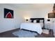 Serene bedroom with a comfortable bed, modern lighting, and clean, minimalist decor at 3030 Liberty Cir, Las Vegas, NV 89121