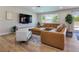 Comfortable living room with modern furnishings and direct access to a beautifully landscaped backyard and pool at 4072 E Harmon Ave, Las Vegas, NV 89121