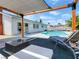 Inviting backyard pool surrounded by lounge chairs and patio, creating a private oasis at 4072 E Harmon Ave, Las Vegas, NV 89121