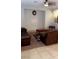 Second living area featuring a leather couch and neutral tones at 5004 Wayfaring Tree Ave, Las Vegas, NV 89131