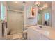 Well-lit bathroom with a shower and single sink at 5368 Regal Ave, Las Vegas, NV 89146
