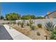Beautiful desert landscaping in backyard with rock ground cover and privacy wall at 5489 Royal Vista Ln, Las Vegas, NV 89149