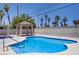 Backyard pool area with desert landscaping and palm trees at 6358 Meadow Lark Ln, Las Vegas, NV 89103