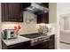 Beautiful kitchen features stainless steel appliances, custom backsplash, and dark cabinets at 6810 Silver Crescent St, Las Vegas, NV 89148