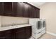 Laundry room with a large sink, cabinets and washer/dryer units at 6810 Silver Crescent St, Las Vegas, NV 89148
