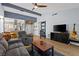 Spacious living area showcasing an open floor plan with modern furnishings and a TV at 8509 Lansdale Rd, Las Vegas, NV 89123