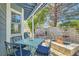 Comfortable backyard with a fire pit, charming patio, and a delightful seating area at 8713 Nautical Bay Ln, Las Vegas, NV 89117