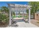 Beautiful water view from under a pergola, overlooking the lake and waterfront properties in a well manicured neighborhood at 8713 Nautical Bay Ln, Las Vegas, NV 89117