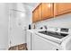 Bright laundry room features modern appliances and ample cabinet space at 10654 Sidlaw Hills Ct, Las Vegas, NV 89141