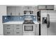 Well-equipped kitchen featuring modern stainless steel appliances and gray cabinetry at 1411 Norman Ave, Las Vegas, NV 89104