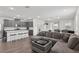 Open-concept living space featuring wood floors, recessed lighting, and a large sectional sofa at 3024 River Brook Ct, Las Vegas, NV 89139