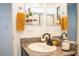 Bathroom featuring granite countertop, modern fixtures, and a towel warmer for added comfort at 4178 Eagle Island St, Las Vegas, NV 89130