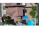 Aerial view of the house showcasing the backyard with a pool and gazebo at 7137 Eyebright St, Las Vegas, NV 89131