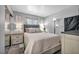 Cozy bedroom with a comfortable bed, soft lighting, and neutral decor at 818 Grape Vine Ave, Henderson, NV 89002