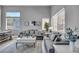Bright living room with a comfortable sofa, stylish coffee table, and large windows at 818 Grape Vine Ave, Henderson, NV 89002