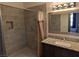 Updated main bathroom featuring granite countertops, new vanity, and tiled shower at 9000 Las Vegas Blvd # 1142, Las Vegas, NV 89123