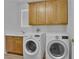 Bright laundry room features modern appliances, cabinets, and a sink for convenience at 9614 Stonily Ln, Las Vegas, NV 89178