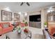 Cozy living room with a large entertainment center at 9729 Hawk Crest St, Las Vegas, NV 89141