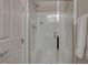Clean bathroom showing a glass-door shower with built-in seating at 334 Cougar Estates Ln, Las Vegas, NV 89123