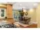 Dining area with backyard views, an elegant chandelier, and room to entertain friends and Gathering at 2001 Silver Ave, Las Vegas, NV 89102