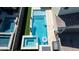 Aerial view of a sparkling swimming pool and spa in a well-manicured backyard at 3369 Ponicelli Ln, Henderson, NV 89044