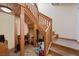 Wooden staircase with visible storage underneath at 3935 White Fir Way, Mount Charleston, NV 89124