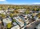 An aerial perspective of a peaceful neighborhood with swimming pool, mature trees, and spacious properties at 620 Avenue H, Boulder City, NV 89005
