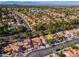 Aerial view of a desirable neighborhood showcasing the property's location with blue digital line at 9116 Cypress Point Way, Las Vegas, NV 89117