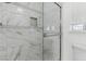 A stylish shower with decorative tile accent at 9116 Cypress Point Way, Las Vegas, NV 89117