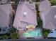 This aerial shot shows the backyard pool and the home's proximity to its neighbors at 912 Pro Players Dr, Las Vegas, NV 89134