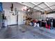A spacious garage with built in storage cabinets and overhead storage at 10526 Harvest Wind Dr, Las Vegas, NV 89135