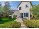 Landscaped backyard featuring an outdoor seating area at 10987 Santorini Dr, Las Vegas, NV 89141