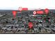 Aerial view of the neighborhood highlighting proximity to Smith's, C.T. Sewell Elementary, and Warm Springs Rd at 120 Dogwood St, Henderson, NV 89015