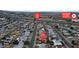 Aerial view of neighborhood and proximity to E. Lake Mead Pkwy and Lake Mead Christian Academy at 120 Dogwood St, Henderson, NV 89015