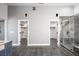 Beautiful primary bath featuring and walk in closets and glass shower at 1345 Morning Sun Way, Las Vegas, NV 89110