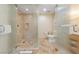 Updated bathroom featuring a glass enclosed shower and separate water closet at 2000 N Fashion Show Dr # 2704, Las Vegas, NV 89109