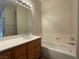 Bright bathroom showcasing a tub-shower combo and a single sink vanity at 3161 Quail Song Dr # 3161, Laughlin, NV 89029