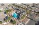 Aerial view of the community pool and lounge area surrounded by palm trees and lush landscaping at 3161 Quail Song Dr # 3161, Laughlin, NV 89029